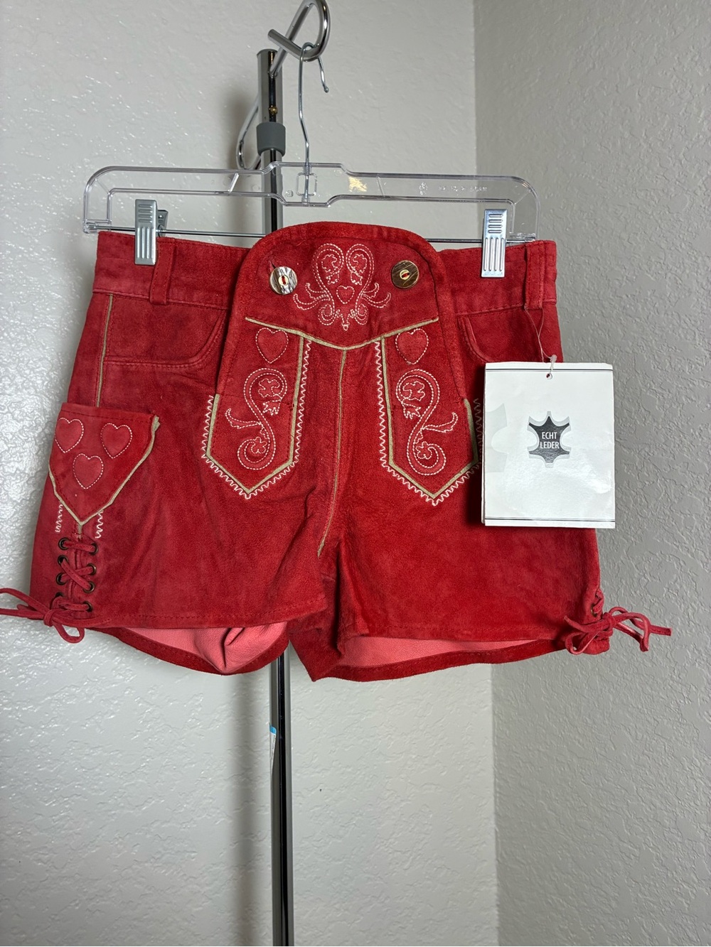 Esmara Red Suede Embroidered Women’s Shorts German